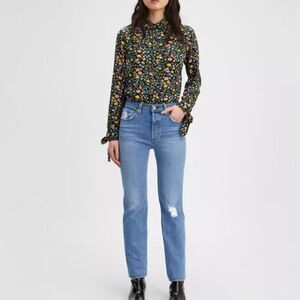 Levi’s 501 Original Straight Jeans Size 27  Distressed Raw Hem Crop